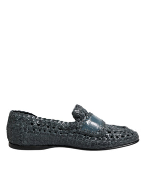 Mocasines sin cordones de piel tejida azul de Dolce &amp; Gabbana