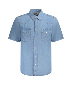Wrangler Light Blue Cotton Men Shirt