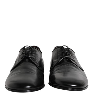 Zapatos Derby de vestir formales con cordones de cuero negro de Dolce &amp; Gabbana