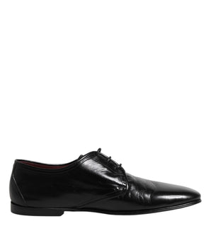 Zapatos Derby de vestir formales con cordones de cuero negro de Dolce &amp; Gabbana