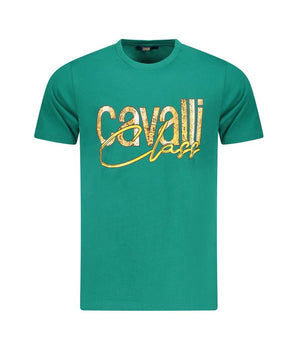 Cavalli Class Green Cotton Men T-Shirt