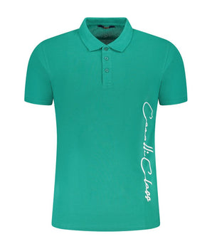 Cavalli Class Green Cotton Men Polo Shirt