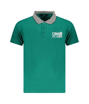 Cavalli Class Green Cotton Men Polo Shirt