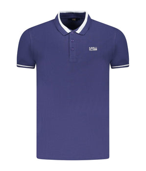Cavalli Class Blue Cotton Men Polo Shirt