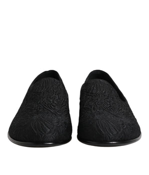 Mocasines de vestir Dolce &amp; Gabbana negros con diseño de jacquard