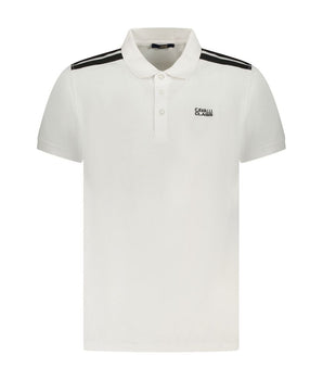 Cavalli Class White Cotton Men Polo Shirt