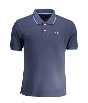 La Martina Blue Cotton Men Polo Shirt
