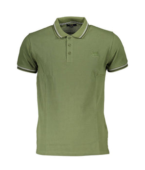 Cavalli Class Green Cotton Men Polo Shirt