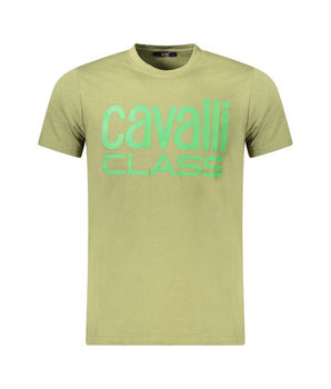 Cavalli Class Green Cotton Men T-Shirt