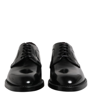 Zapatos Derby de vestir formales con cordones de cuero negro de Dolce &amp; Gabbana