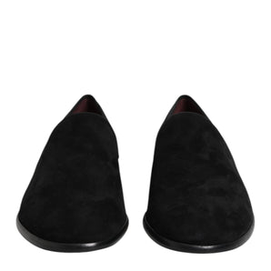 Dolce &amp; Gabbana Black Suede Slip On Loafers Formal Shoes
