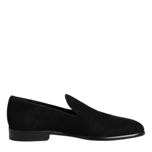 Dolce &amp; Gabbana Black Suede Slip On Loafers Formal Shoes