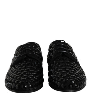 Zapatos Derby formales de ante negro con strass de Dolce &amp; Gabbana