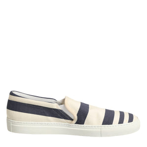 Jucca Blue White Striped Canvas Men Low Top Casual Shoes