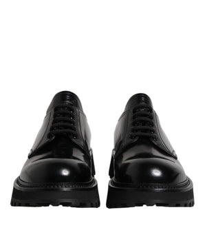 Zapatos de vestir Derby con cordones de cuero negro de Dolce &amp; Gabbana para hombre