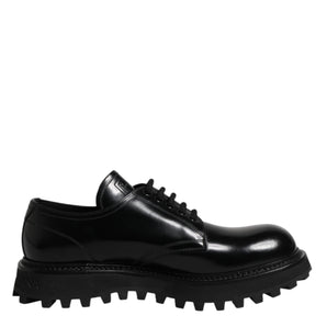 Dolce & Gabbana Black Leather Lace Up Derby Men Dress Shoes