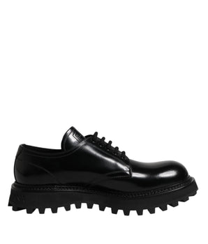 Zapatos de vestir Derby con cordones de cuero negro de Dolce &amp; Gabbana para hombre