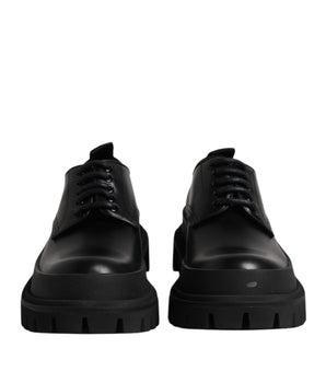 Zapatos de vestir Derby con cordones de cuero negro de Dolce &amp; Gabbana para hombre