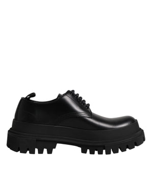 Zapatos de vestir Derby con cordones de cuero negro de Dolce &amp; Gabbana para hombre
