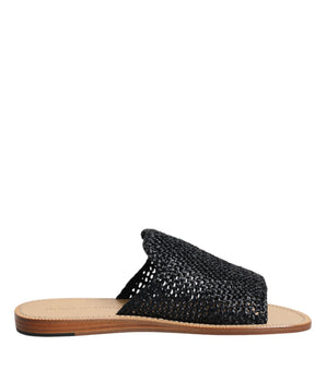 Dolce &amp; Gabbana Chanclas de rafia trenzadas monocromáticas negras