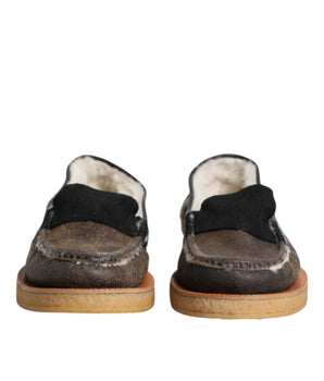 Mocasines Dolce &amp; Gabbana de piel de becerro marrón y blanca