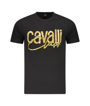 Cavalli Class Black Cotton Men T-Shirt