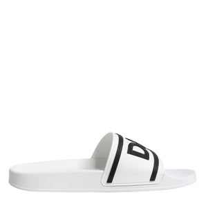 Dolce & Gabbana White DG Logo Slides Sandals Beachwear Shoes