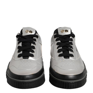 HIDE & JACK Metallic Silver Low Top Lace Up Sneakers Shoes