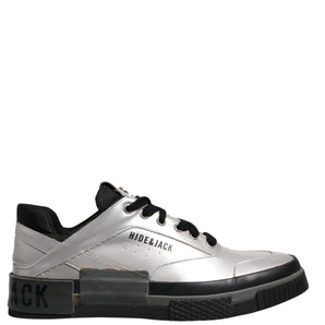 HIDE & JACK Metallic Silver Low Top Lace Up Sneakers Shoes