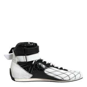 Dolce & Gabbana Black White Leather High Top Sneakers Shoes