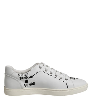 Dolce &amp; Gabbana White London Calf Leather Men Sneakers Shoes