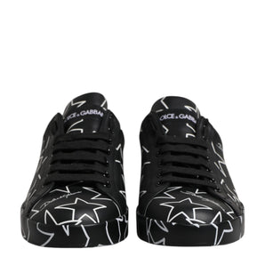 Dolce & Gabbana Black White Stars Low Top Men Sneakers Shoes
