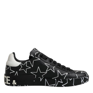 Dolce & Gabbana Black White Stars Low Top Men Sneakers Shoes