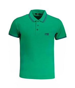 Cavalli Class Green Cotton Polo Shirt