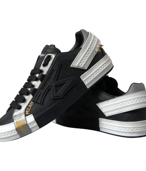 Dolce & Gabbana Black Leather Low Top Sneakers Portofino Shoes