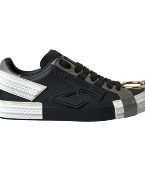 Dolce & Gabbana Black Leather Low Top Sneakers Portofino Shoes