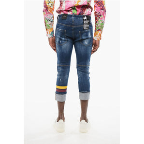 Dsquared² Dark Washed Sailor Fit Denims with Printed Bands 15cm