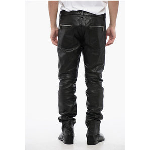 Dsquared² Textured Leather Pants with Biker Details