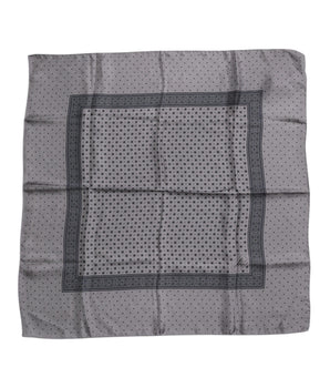 Dolce & Gabbana Gray Polka Dot Silk Square Men Foulard Scarf