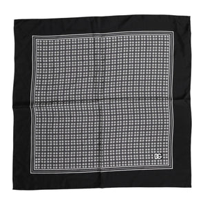 Dolce & Gabbana Black White Patterned Square Foulard Scarf