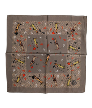 Pañuelo cuadrado de seda estampado marrón para hombre de Dolce &amp; Gabbana