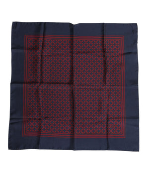 Dolce & Gabbana Red Blue Printed Silk Square Men Foulard Scarf