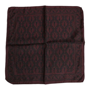 Dolce & Gabbana Maroon Black Printed Square Men Foulard Scarf