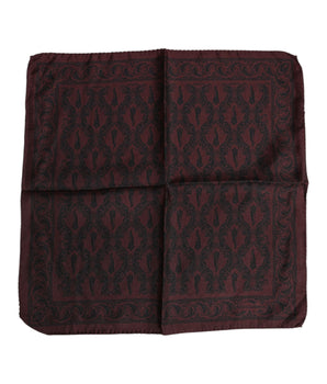 Dolce & Gabbana Maroon Black Printed Square Men Foulard Scarf