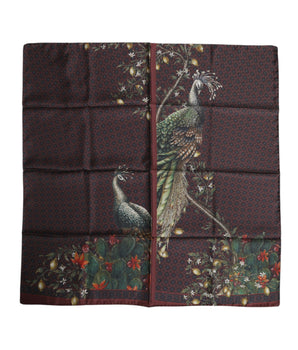 Bufanda cuadrada con estampado de pavo real marrón de Dolce &amp; Gabbana para hombre