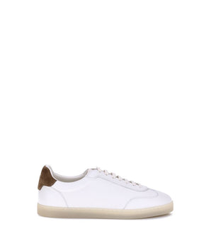 Brunello Cucinelli White Calf Leather Boots Taurus Low Top Sneakers