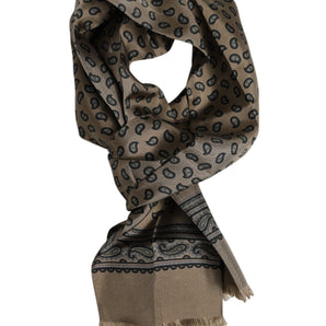 Dolce &amp; Gabbana Brown Printed Neck Warmer Men Foulard Scarf