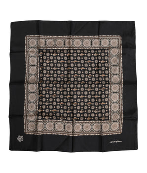 Dolce & Gabbana Black Brown Patterned Square Foulard Scarf