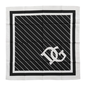 Dolce &amp; Gabbana Black White DG Logo Square Men Foulard Scarf