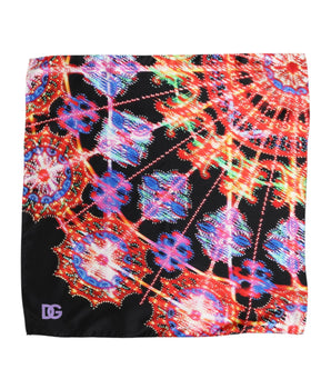 Dolce & Gabbana Black Multicolor Print Square Foulard Scarf